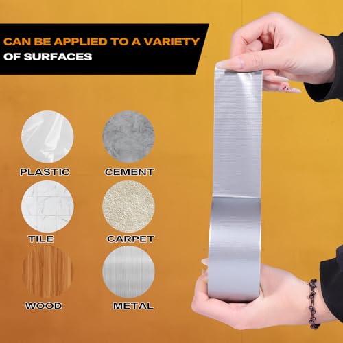 Silver Duct Tape Heavy Duty, Waterproof Strong Adhesive Duct Tape for Indoor Outdoor Repairs Packaging Arts Crafts Projects, Tear by Hand 2 Inch x 20 Yards - color: Silver