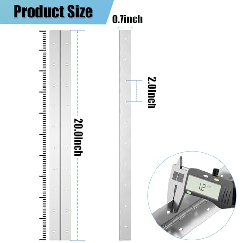 2PCS 20Inch Continuous & Piano Hinges, Heavy Duty Stainless Steel Piano Hinge with Hole, 0.05" Thickness/1.2" Open Width Folding Cabinet Door Butt Hinge - color: Silver, size: 20 Inch
