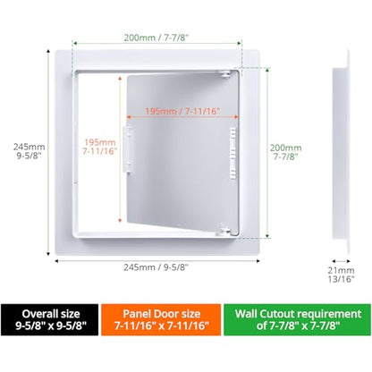 QWORK Access Panel for Drywall, 2 Pack 8 x 8 Inch ABS Plastic Access Door, Wall Hole Cover Plate for Plumbing & Electrical Cables