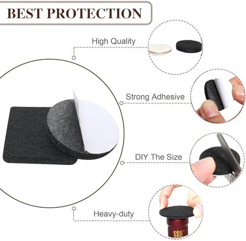 Yelanon Felt Furniture Pads for Hardwood Floors -36 Pcs 2" Premium Floor Protectors for Furniture, Felt Pads for Chair Legs, Black - size: 36 pcs 2" Square Black