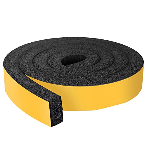 Air Conditioner Foam-1 Roll, 2 Inch Wide X 1 Inch Thick, Open Cell Foam Insulation Weather Seal for Windows and Doors(6.5ft x 1 Roll) - color: Black, size: 2" (W) x 1" (T) x 6.5' (L)