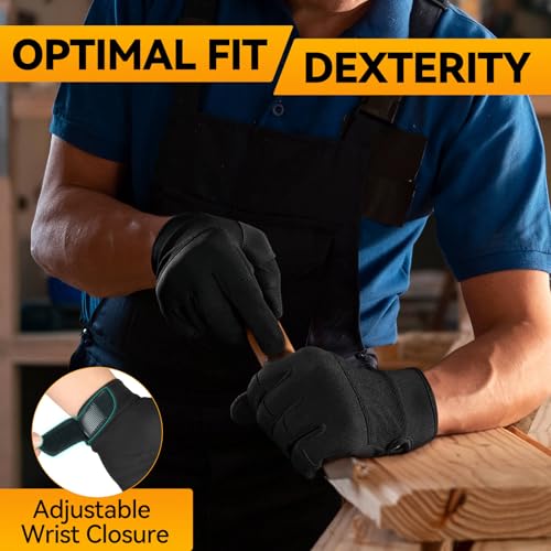 OZERO Work Gloves for Men Women: Mechanic Glove Touchscreen Firm Grip Dexterity Light Duty Gloves for Gardening Construction - size: Large, style: Pack of 3