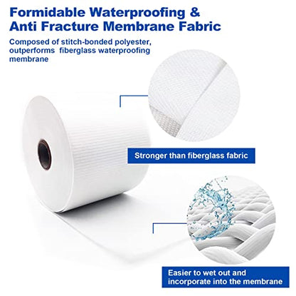 6 Inches X 328 Feet Waterproofing Membrane Anti Fracture Fabric, Reinforcing Water Barrier Drywall Mesh Tape, Liquid Waterproof Membranes Fiberglass Tape for Shower Wall,Leak,Seam - size: 6 Inches x 328 Feet