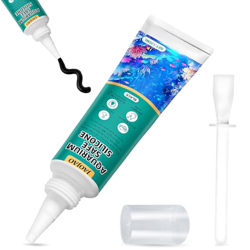 JAOJAO Black Aquarium Silicone, Aquarium Safe Silicone Sealing Waterproofing Strong Adhesion Fish-Safe Fast Curing Good Flexibility Underwater Bonding for Fish Tank Pools, 120ml - color: Black