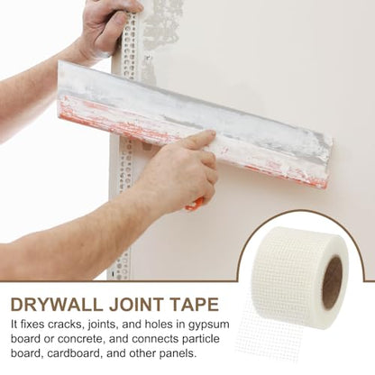 PATIKIL Drywall Repair Mesh Tape, 4 inch x 164 ft Fiberglass Repair Patch Self-Adhesive Dry Wall Joint Tape 6 Mesh Wall Hole Crack and Seam Patch, White - size: 4 inch x 164 Feet