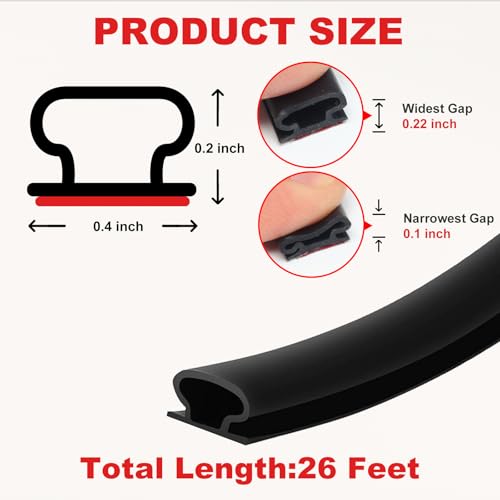 Storystore 26 FT Rubber Weather Stripping Door Seal Strip, Self-Adhesive Door Weather Stripping Soundproofing for Door Frame Insulation Window Large Gap, Easy Cut to Size - size: 26 FT