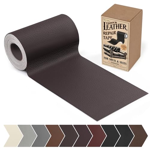Fadoub Leather Repair Patch, 4 x 63In Self Adhesive Leather Repair Tape for Furniture, Vinyl Repair Tape for Repairing Vinyl, Couch, Sofa, Car Seats, Car Interior (Dark Brown) - color: Dark Brown, size: Litchi Grain 4 x 63 In
