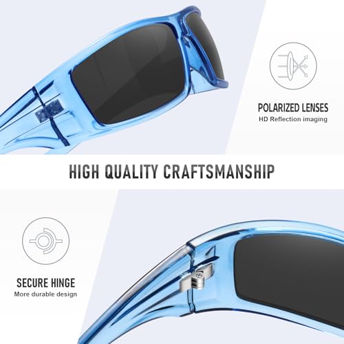 Polarized Sports Sunglasses for Men Women Unbreakable Frame Cycling Fishing Wrap Around Sunglasses UV400 Protection - color: 1-clear Blue/Gray Lens