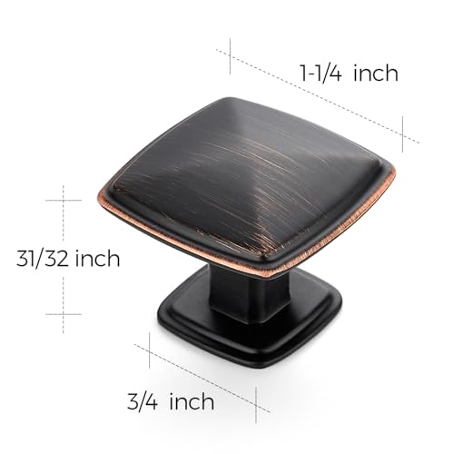 Ravinte 15 Pack Oil-Rubbed Bronze Kitchen Cabinet Square Knob Single Hole Cabinet Hardware for Dresser Drawer Cabinet Pulls Drawer Knobs Cabinet Knobs - color: Oil Rubbed Bronze