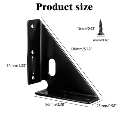 L&M Heavy Duty Gusset Joints 4 Pcs, Trapezi Corner Code, Bracket Corner Brace Bracket Fasteners, Furniture Shelf Support Joint Fasteners for Table, Chair Cabinet Bed Stabilization (Black) - size: Heavy-Bracket