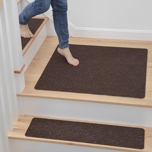 MBIGM Non-Slip Carpet Stair Tread Mat 30" x 30" Landing Rug-Matching Mat Non-Skid Safety Rug Slip Resistant - Brown - color: Brown, size: 2'6" x 2'6" - 1 pcs