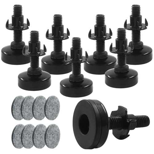 8 Pack Adjustable Leveling Feet, Heavy Duty Furniture Levelers Adjustable Leg Levelers, Support 1320LBs T-Nut Kit 3/8"-16 Thread for Tables Chairs Cabinets Sofa Raiser - color: Black(8 Pack)