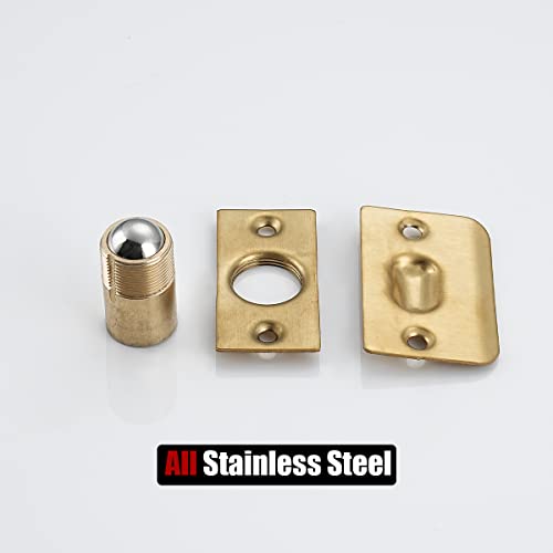 JQK Closet Ball Catch Door Hardware, Stainless Steel Catch Adjustable with Strike Plate, Gold Finish 2 Pack, HBC100-BG-P2 - color: Gold, size: 2 Pack