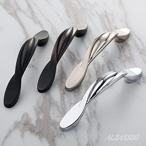 Alzassbg 10 Pack Polished Chrome Cabinet Pulls, 3 Inch(76mm) Hole Centers Arch Twisted Cabinet Handles Kichen Hardware for Cabinets and Drawer AL3027CP - color: Twisted Handles - Polished Chrome, size: 3" Hole Center