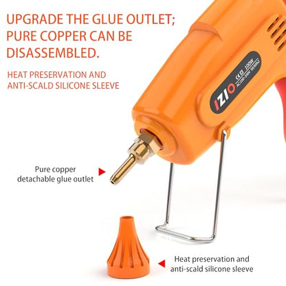 IZIO hot glue gun and sticks set with 21 glue sticks(7/16"), storage pouch, copper nozzle,Equipped with anti scalding mouth, safe switch, ergonomic grip, lightweight for diy projects, home repairs. - color: Pink