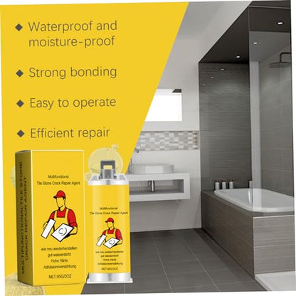 Tile Repair Kit Waterproof Long Lasting Tub Repair Kit Compound Easy to Use Porcelain and Grout Filler for Cracks Chips Holes Scratches Bathroom Kitchen Walls