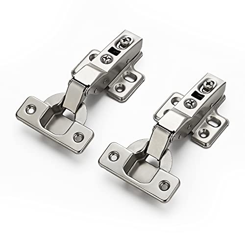 Ravinte 4 Pack 2 Pairs European Kitchen Cabinet Hinges Soft Close Half Overlay Cabinet Door Hinges Heavy-Duty Frameless Adjustable Concealed Cabinet Cup Hinge - size: Half Overlay