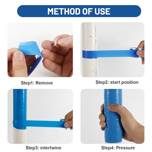 2-Pack Blue Silicone Tape (20 Ft Total) - Flexible Grip Tape for Sport Rackets & Fishing Rods - Leak Seal Repair for Irrigation Pipes - Easy-Peel Liner, 1 Inch x 10 Feet - color: Blue