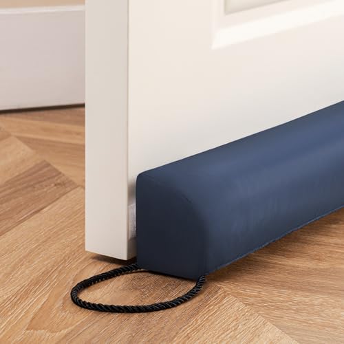 Sunolga Water Resistant Door Draft Stopper Blocks Hot and Cold Air with Removable Washable Cover for Bottom of Door, All-Season Seal for Wind, Door Sweep for Gaps Up to 3", Home Essentials, 36", Blue - color: Blue, size: 36 Inches