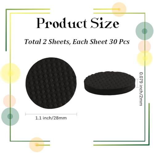 60Pcs Non Slip Furniture Pads for Hardwood Floors Self Adhesive Furniture Feet Grippers Chair Leg Pads Round Floor Protector Reducing Sliding and Noise for Chairs Tables Couches 1.1''