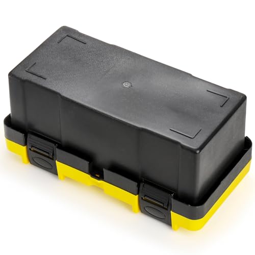 Cididu 16 Inch Plastic Tool Box with Handle, Portable Toolbox with Removable Tray and Lockable Design, Heavy Duty Toolbox Organizer with Small Parts Box for Household Workshops Garages, Black Yellow