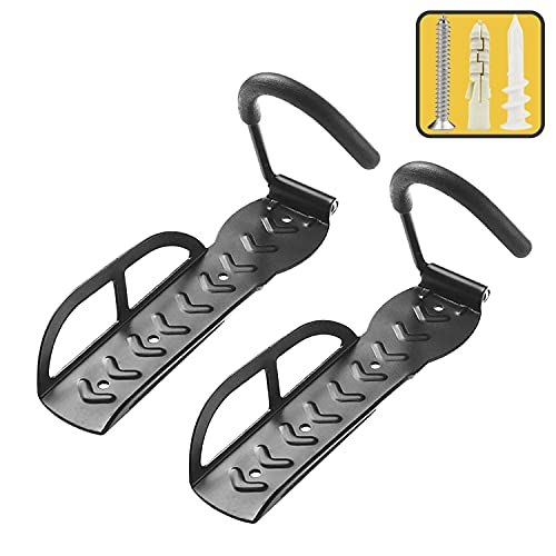 Garage Wall Mount Bike Rack 2 Pack Vertical Bicycle Hanging Hooks for Indoor Storage - color: Black-2pack