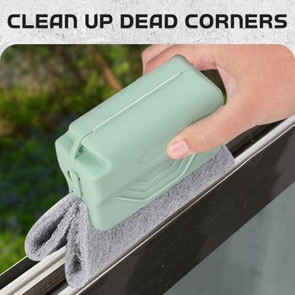 Runsgo Window Track Cleaner, Handheld Cleaning Brush Set, for Window Slides Grooves, Tile Grout Lines, Shutter Slats, Car Ac Vents & Narrow Gaps (Gray) - color: Gray