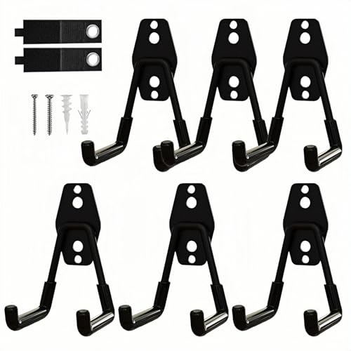 6 Pack Garage Hooks Heavy Duty with Anti-Slip Coating, Steel Utility Ladder Hooks for Hanging Garden Tools, Hoses, Ropes, Bikes and More (3in) - size: 3in