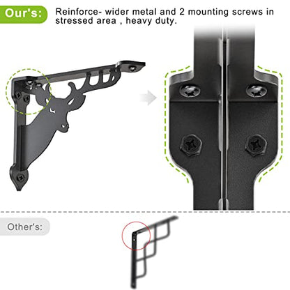 SELEWARE Heavy Duty Shelf Brackets 8 Inch, Deer Shelves Brackets, 300LB Capacity Decorative Metal L Brackets for Floating Shelves, Black Rustic Wall Mount Shelving Bracket with Screws, 2 Pack - size: 8 Inch, style: Deer-2 pack