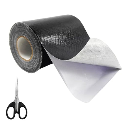 4.5Inch × 40FT RV Awning Repair Tape with Scissors, Outdoor Heavy Duty Repair Tape for Tarp, Tent, Boat Cover, Canvas, Sail Tape, Waterproof, UVproof and Heat-Resistant Tear Repair Pctch Kit - color: Black
