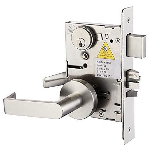 Commercial Heavy Duty Mortise Lock Handle Set for Entrance/Office Front Door F20 - color: Rose/ Entry