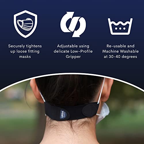 URSA Maskie Face Mask Holder | Ultra-Light & Breathable Ear Saver | Adjustable Hook Tape Gripper | Comfortable Reusable Strap Extender | Protects Ears from Strain | Multiple Ways to Wear - 2.9 g
