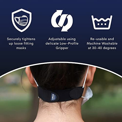 URSA Maskie Face Mask Holder | Ultra-Light & Breathable Ear Saver | Adjustable Hook Tape Gripper | Comfortable Reusable Strap Extender | Protects Ears from Strain | Multiple Ways to Wear - 2.9 g