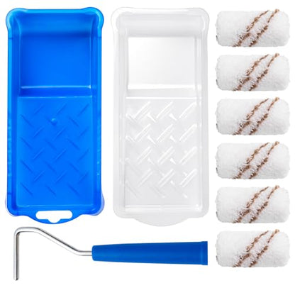 Mister Rui Paint Roller Kit, 9 Pack, 2 Inch Microfiber Paint Roller Covers, Small Paint Rollers with Tray and Roller Frame, Mini Rollers for Painting, Paint Supplies for House Painting - size: 2 Inch,9 Pack