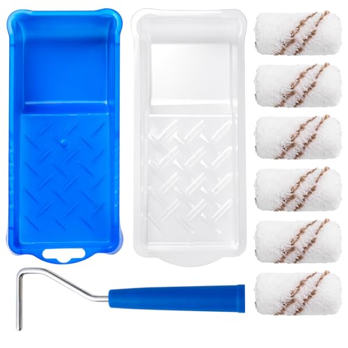 Mister Rui Paint Roller Kit, 9 Pack, 2 Inch Microfiber Paint Roller Covers, Small Paint Rollers with Tray and Roller Frame, Mini Rollers for Painting, Paint Supplies for House Painting - size: 2 Inch,9 Pack