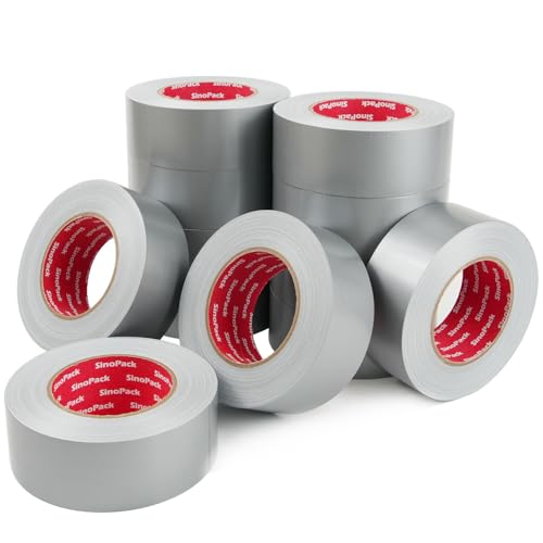 Heavy-Duty Duct Tape, 48mm x 45 Yard Silver Duct Tape Multi Bulk 12-Pack Total 540yds– All-Purpose Cloth Backing Grey Duct Tape for General Maintenance, Moving & Storage Sealing - color: Sliver, size: 1.88in x 45y-12Pack