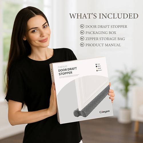 Ciieyuo Premium Velvet Under Door Draft Stopper, 30'' to 36'' Adjustable Gap Filler, Double-Sided Windproof Seal, Easy Install to Block Noise, Cold Air, Light, Dust, and Drafts - color: Gray, size: 30'' to 36''