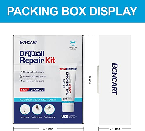 BONCART Wall Spackle & Drywall Repair Patch Kit with Mending Agent Putty, Repair Paste Plaster, Scraper & Sanding Sponge for Wall Crack/Nail Hole - style: 1Pack & Wall Patch