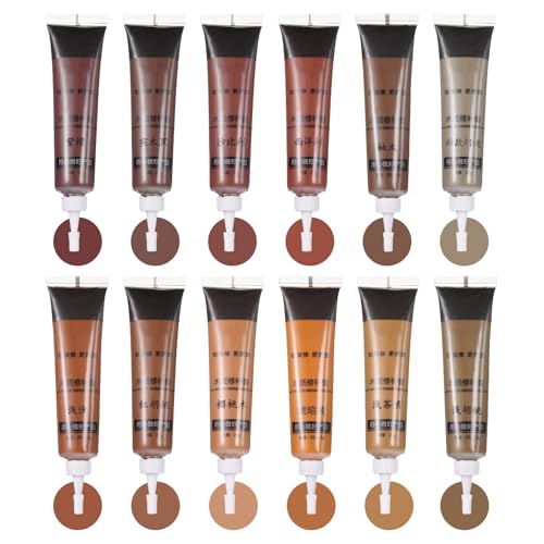 HARFINGTON 12 Colors Wood Filler Scratch Repair Kit Touch Up Filler Wood Paint for Repairing Scratches Cracks Holes on Wooden Floors Cabinet, Table, Walnut Series - color: Walnut Series