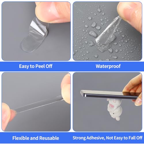 JANYUN 140 Pcs Mounting Putty, Double Sided Sticky Dots Removable Poster Putty Clear Sticky Tack for Wall Hanging Pictures Baloon Crafts No Trace Adhesive Sticky Putty for Home Office Decor (20x10 mm) - size: 20x10mm Square 140pcs