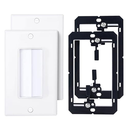 Cable Matters 2-Pack 1-Gang Wall Cable Pass Through, Brush Wall Plate with Bracket, InWall Cable Management Solution for Home and Office, White