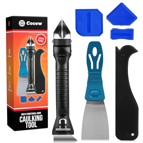 Silicone Caulking Tool Kit, Caulk Remover Tool, Putty Knife Scraper, 3 Glass Glue Corner Scrapers, Grout Removal Tool with Stainless Steel Head for Kitchen Bathroom and Window - style: Caulk Remover Tool