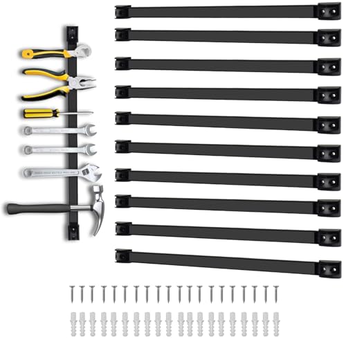 18" Magnetic Tool Holder, 10 Packs Magnetic Storage Strips Magnet Bar PVC Coated for Garage Tool Organizer Mounted Hanging Strip,Heavy Duty of Holder Easy to Install - style: 18IN-10 PACK