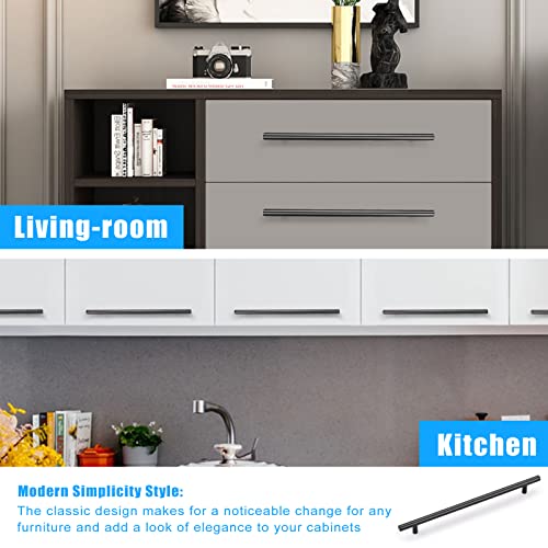 KNOBWELL 6 Pack 8-4/5" Matte Black Cabinet Pulls Stainless Steel Kitchen Cabinet Handles Drawer Pulls - color: Black, size: 8 4/5inch(224mm)
