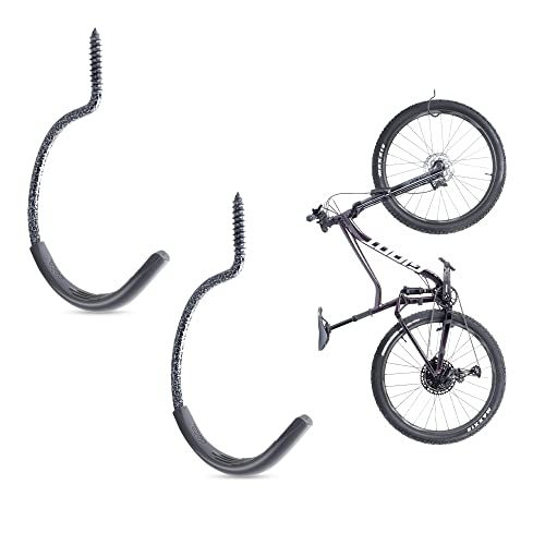 Bike Wall Mount Hook by Delta Cycle - 2-Pack Jumbo J-Hooks for Garage & Storage Shed - Hanging Bike Storage for Mountain, Road & Gravel Bikes - Custom-Padded to Protect Bike Wheels, Holds up to 50 lbs - color: J Hook 2 Pack