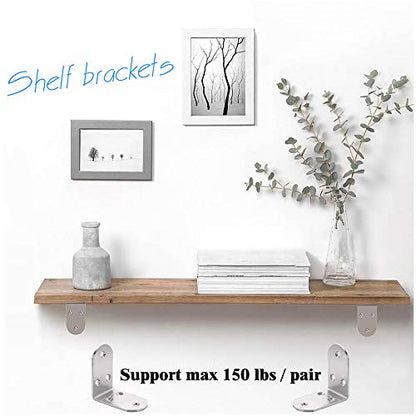 6Pcs Heavy Duty L Bracket Corner Braces 65x65x38mm Stainless Steel 90 Degree Joints Right Angle Brackets, Metal Corner Support Fastener for Wood, Shelves - size: 6PCS-Silver 65*65*38mm/ 2.5in (Double Wide)