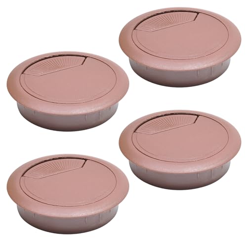 Desk Grommet 2-3/8" (60 mm), Desk Cord Hole Cover, Cable Grommet ABS Plastic, Desk Hole Grommet for Office and Home Table Cable, Detachable Adjustable Cable Cord Organizer (Reddish Brown 4 Pcs) - size: 2-3/8" (60 mm), style: 4 pcs Reddish Brown