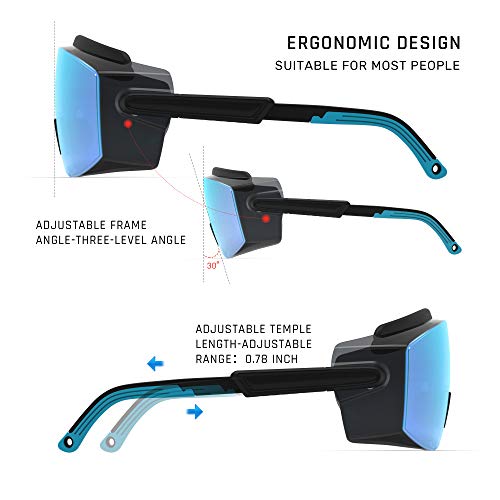 Anti Fog Safety Glasses Safety Goggles Over Glasses Protective Glasses with Anti Scratch Lenses Adjustable - color: Ice Blue