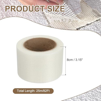 PATIKIL Drywall Repair Mesh Tape, 3 inch x 82 ft Fiberglass Repair Patch Self-Adhesive Dry Wall Joint Tape 9 Mesh Wall Hole Crack and Seam Patch, White - size: 3 inch x 82 Feet