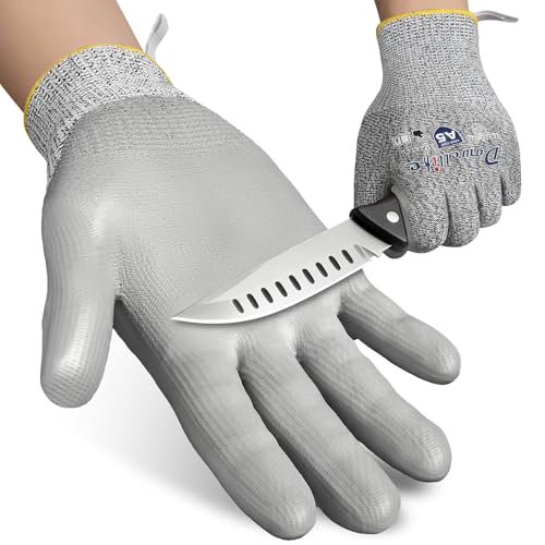 Dowellife Cut Resistant Work Gloves for Men & Women - ANSI A5 & EN388 Level 4, Breathable PU Coated, Grey Non-Marking - for Gardening, Fishing, Automotive, Construction, Wood Carving (X-Large, Grey) - size: X-Large (Pack of 1)
